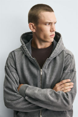 WASHED ZIP HOODIE - Zara фото 6