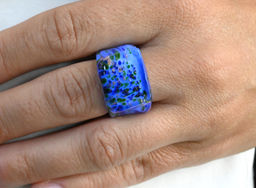 Кольцо женское из муранского стекла модель 12 цв.васильковый