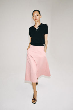 FALDA MIDI FLUIDA ZW COLLECTION / Rosa