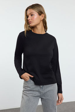 Siyah-Beyaz 2li Paket Bisiklet Yaka Regular/Normal Kesim Orme T-Shirt TWOAW25TS00001