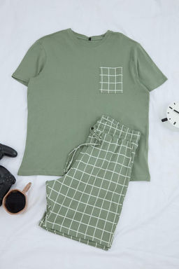 TRENDYOL MAN Lacivert Regular Fit Ekose Orme Sortlu Pijama Tak?m? TMNSS25PT00034 - Trendyolmilla фото 10
