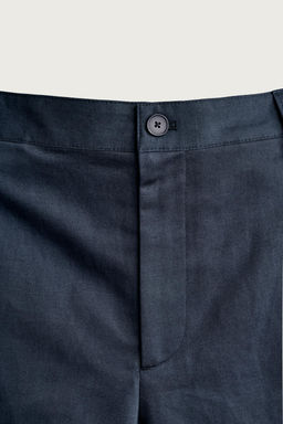 BERMUDA CARGO RELAXED FIT ALGOD?N - LINO / Azul / Marino - Zara фото 9