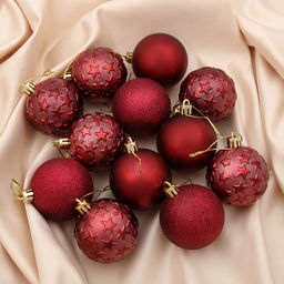 Ёлочные игрушки Звёздный, шары новогодние, набор 12 шт., d=6 см, бордовый