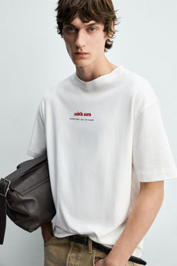 CAMISETA TEXTOS BORDADO ESTAMPADO / Blanco - Zara фото 5