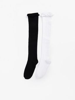 Dantel Detayl? K?z ?ocuk Diz Alt? ?orap 2li - Waikiki фото 2