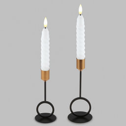 Свеча столовая, восковая, светодиодная на батарейках "Витая" д2,2см h13,5(16,5)см, свет теплый, с мерцанием, цвет белый, питание от 2-х батареек ААА (в комплект не входят), 2 штуки в ПВХ коробке (Китай)