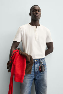HENLEY NECK T-SHIRT - Zara фото 14