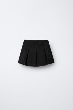 RHINESTONE BOX PLEAT BERMUDA SKORT