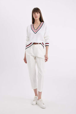 Свитер из ткани Selanik Relax Fit с V-образным вырезом - Defacto фото 2