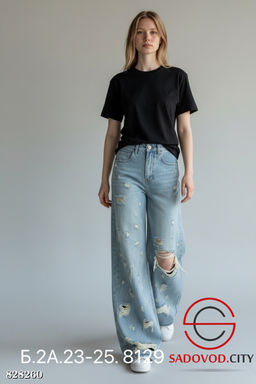 Джинсы широкие с высокой посадкой
