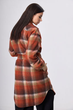 Пальто ANELLI 935 красная клетка  фото 3