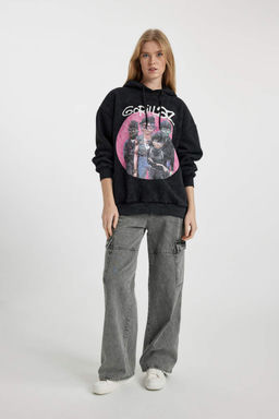 Сплошной толстый свитшот с капюшоном и эффектом потертостей Cool One Piece Oversize - Defacto фото 2