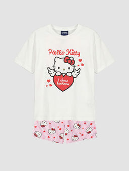 Hello Kitty Bask?l? K?z ?ocuk ?ortlu Pijama Tak?m?