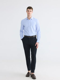 Slim Fit ?izgili Poplin Erkek G?mlek