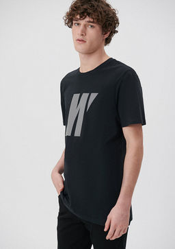 Mavi Pro Reflektor Logo Bask?l? Siyah Tisort