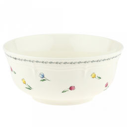 Ласковый май Салатник фарфоровый 1,67л, д20,4см, h9,2см, с деколью, рельефный декор, кремовый (Китай)