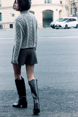 CABLE-KNIT SWEATER WITH BEADS - Zara фото 3