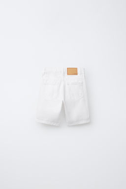 BERMUDA DENIM STRAIGHT ROTOS / Blanco