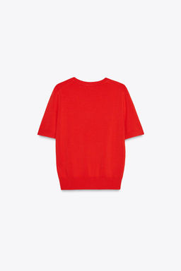 BASIC PLAIN KNIT SHORT SLEEVE TOP - Zara фото 44