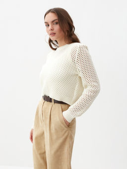 Джемпер сетка женский MIST Knitwear, размер 42 (S), цвет молочный