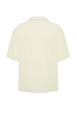 TRENDYOL MAN Limited Edition Siyah Oversize/Genis Kesim Dokulu K?r?smaz Ottoman Polo Yaka T-Shirt TMNSS23PO00020 - Trendyolmilla фото 8