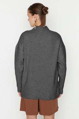 Bordo Genis Kal?p Yumusak Dokulu Basic Triko Kazak TWOAW23KZ00490 - Trendyolmilla фото 21