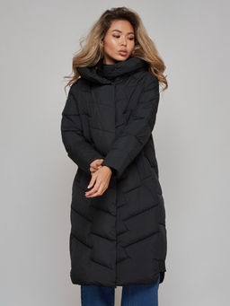 Пальто утепленное молодежное зимнее женское черного цвета 52355Ch - Holdluck фото 20