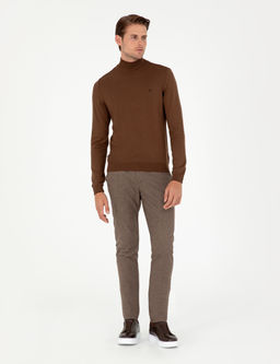 Kahverengi Slim Fit Kanvas Pantolon