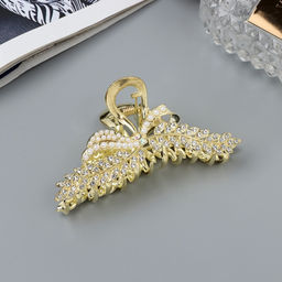 Цена за 6 шт. Крабик для волос «Лесли», веточка, 8 см, золото