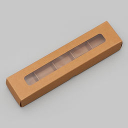 Коробка под 5 конфет с обечайкой, с окном, с тонкими разделителями, КРАФТ 21х5х3,3 см - UPAK LAND фото 3