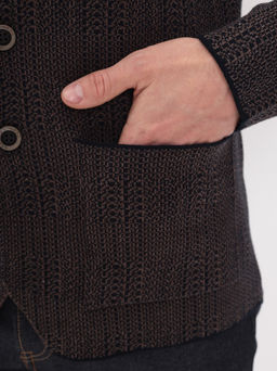 Кардиган мужской GREG G136-KF-клетка (корич. 525/345)  фото 3