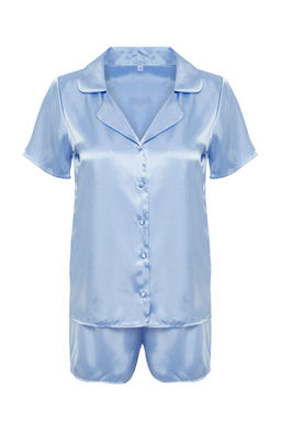 Trendyolmilla Mavi Saten Sortlu Dokuma Pijama Tak?m? THMSS24PT00118 фото 15