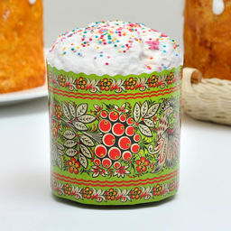 Цена за 2000 шт. Форма для выпечки кулича бумажная Деко-про «Хохлома», одноразовая, 9×9 см, МИКС