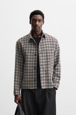 TEXTURED CHECK OVERSHIRT - Zara фото 2