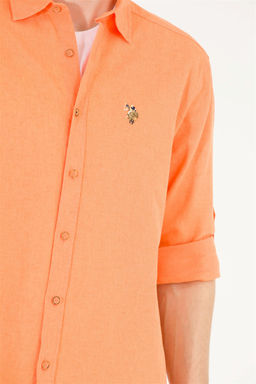 U. S. Polo Assn / Мужская оранжевая базовая рубашка с длинным рукавом - U.s. polo assn фото 14