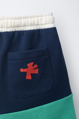 BERMUDA LOGO FELPA COLOR BLOCK / Azul / Verde - Zara фото 4