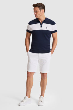 Erkek Lacivert Slim Fit Polo Yaka Triko Ti__rt
