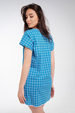 Туника женская Социал клетка голубая