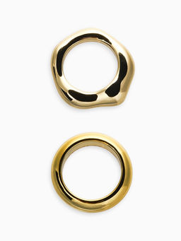 Кольцо пластик «Стиль», набор 2 шт. размер 17, цвет золото