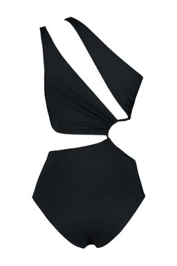 Siyah Tek Omuz Tunelli Cut Out/Pencereli Regular Core Mayokini TBESS23MA00206