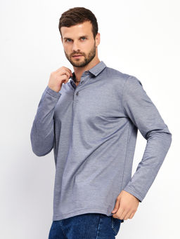 Джемпер мужской с воротником поло GREG G155-PM4-LT1636 (сине-серый)  фото 7