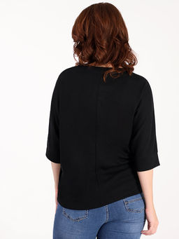 Блузка теплая женская больших размеров с надписями из страз - Almond фото 3