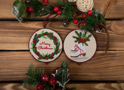 Набор для вышивания PANNA Живая картина JK-2270 Новогодняя игрушка. Коньки 8 х 8 см