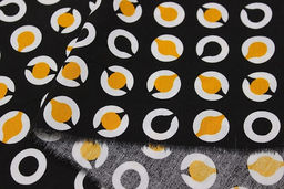 Штапель Витро цв.черный/оранжево-желтый, ш.1.42м, вискоза-100%, 90гр/м.кв - Купава фото 4