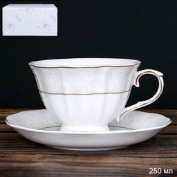 Чайный набор 2 предмета 250 мл на ножке / RS/12-FY21001/ Костяной фарфор в подарочной упаковке - Галеонтрейд фото 2