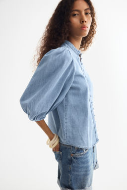 Blusa denim con manga puffy - H&m фото 5