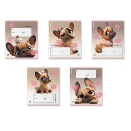 АКЦИЯ Цена за 10 шт. Тетрадь школьная ученическая ErichKrause Frenchie, 18 листов, линейка, выборочный УФ-лак (в плёнке по 10 шт.)_MIX-PACK