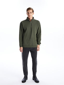 Dik Yaka Uzun Kollu Erkek Kal?n Sweatshirt