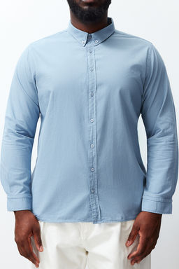 TRENDYOL MAN Lacivert Regular Fit Keten Gorunumlu Buyuk Beden Gomlek TMNSS24AX00006 - Trendyolmilla фото 8