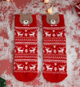 Носки НГ р.35-40 Red christmas Мишка - Krumpy фото 4